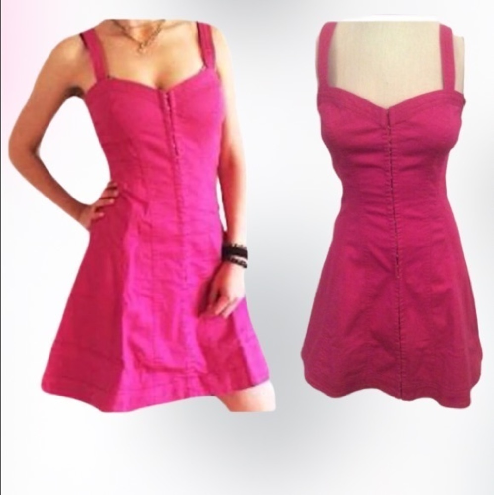 NWT Betsey Johnson Pink Cotton Corset Dress Sz 6